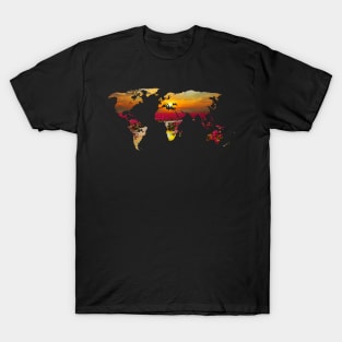 Lotus Flowers World Map T-Shirt